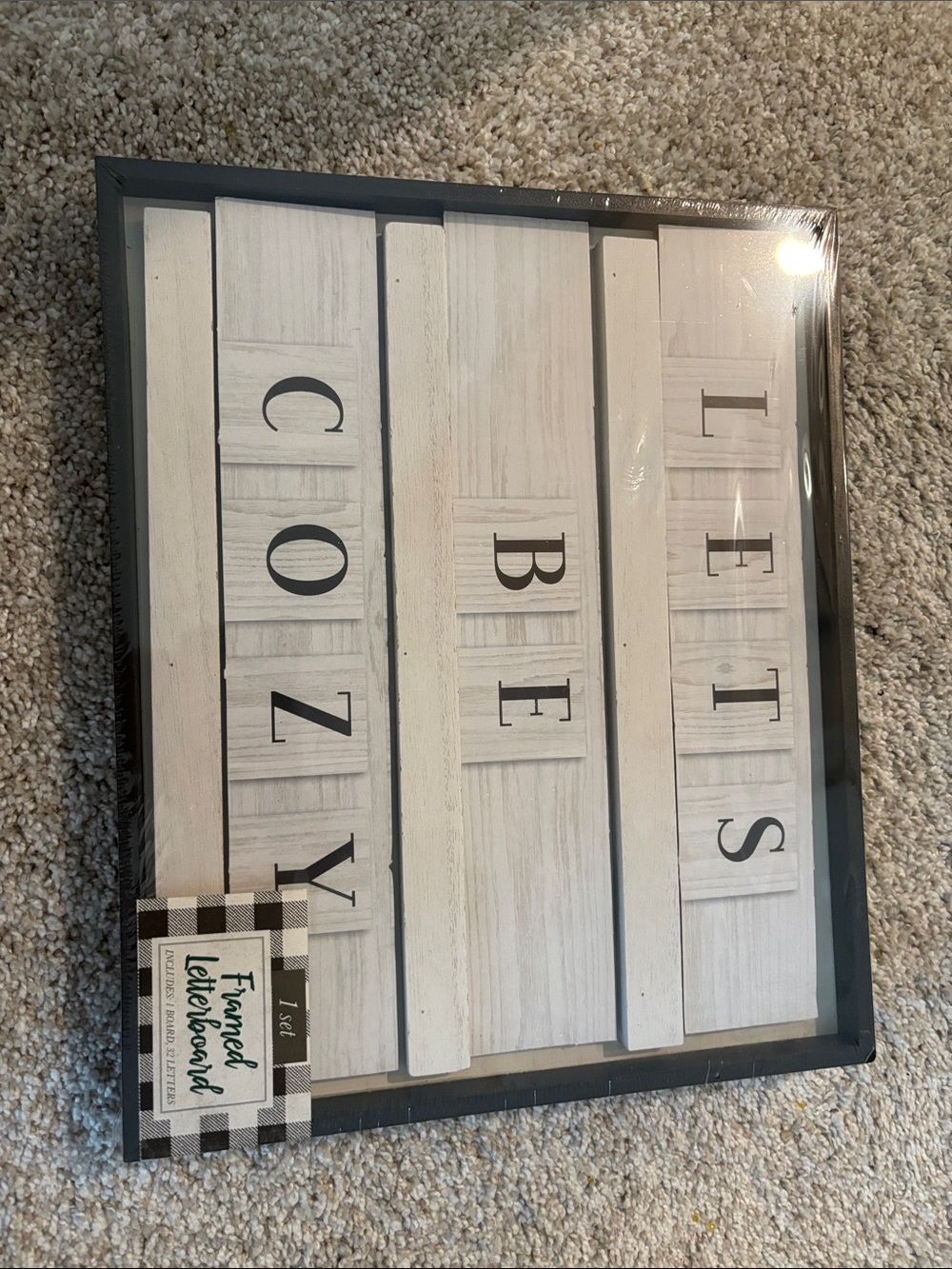 Cozy Let It Be Framed Letterboard - White and Black